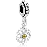 Chili Jewelry Dangle Daisy Charm Compatible with Pandora Bracelets