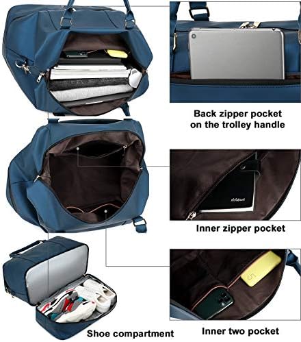Womens Travel Weekend Bag Waterproof Overnight Carry on Shoulder Duffel Beach Tote Bag (Navy blue) 7 Womens Travel Weekend Bag Waterproof Overnight Carry on Shoulder Duffel Beach Tote Bag (Navy blue)