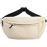 KlaOYer Checkered Fanny Pack for Women Travel Waist Pack Plaid Sling Bag Trendy Fashion Crossbody Purse Belt Chest Handbag (Beige)