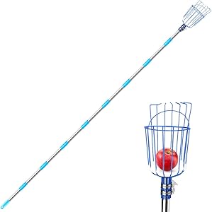 Achort Fruit Picker Tool, 13-Foot Fruit Picker with Light-Weight Aluminum Telescoping Pole and Basket, Fruit Grabber Easy to Assemble, Use Fruits Catcher Tree Picker for Getting Apple, Fruits Tree