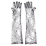 LUOEM Lace Spider Web Golves Halloween Cosplay Costume Supplies for Halloween Party and More(Black)