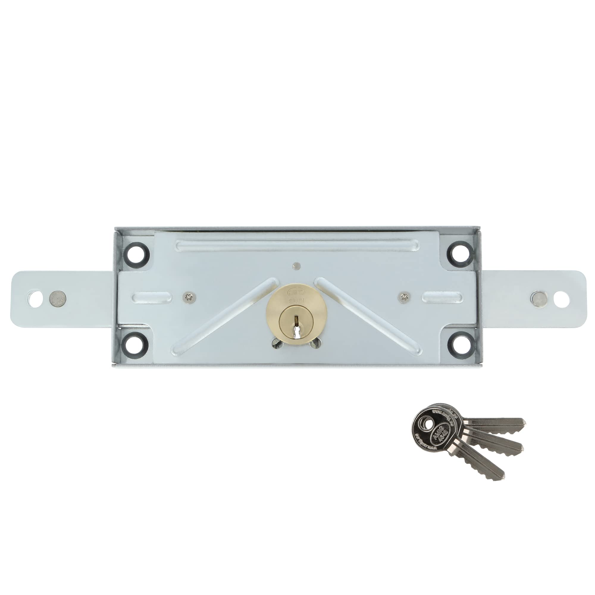Amig - Metal Locking for Blinds | 15 mm Cylinder | Zinc-Plated Steel | 4 Anchor Points | Includes 3 Nickel-Plated Brass Keys | Internal and External Drive | Zinc-Plated, 15 mm, Steel