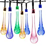 20ft 30 LED Outdoor Solar String lights, Oak Leaf Waterproof Decorative Garden Crystal Fairy Lights(Multi Color)