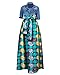 Huiyuzhi Womens African Print Dashiki Dress Long Maxi A Line Skirt Ball Gown (XXL, Lake Blue)