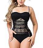 VERABENDI Women Sexy Crochet Lace Monokini Halter Straps One Piece Swimsuits