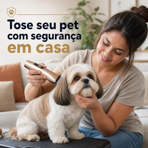 Kit Tosa Pet Profissional Completo 7 em 1 Máquina Luva Removedora Escova Tesoura Lixa Cortador Unhas Cães e Gatos