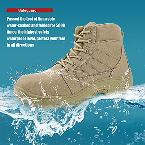BOIWANMA Tactical Work Boots for Men Breathable Lightweight Hiking Men