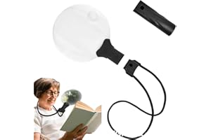 Hands-Free Magnifying Glass, 5X Magnifying Glass for Reading with Stand & Handle, Dual-Use Neck Wear Magnifier Large Magnifie