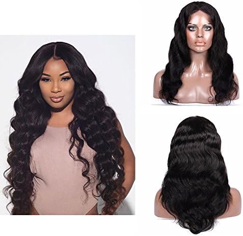 Vella Hair Human Lace Front Wigs Body Wave African American Wigs Natural Black Color (22inch)