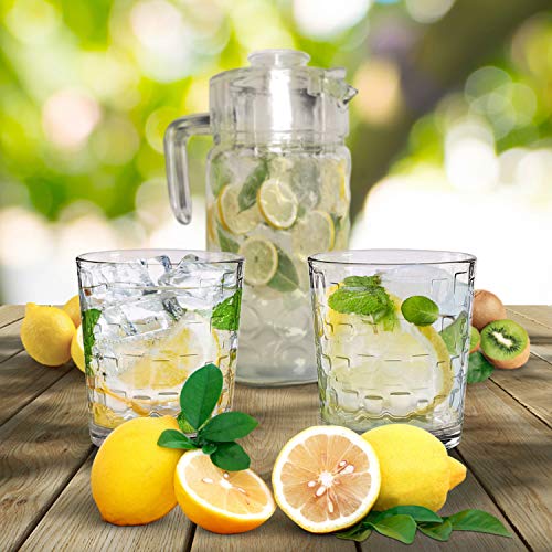 Emenest Clear Drinking Glasses (Set of 4 12.5oz) | Real Glassware with Heavy Base | 4 Double Old Fashioned Drinkware Tumbler Set For Water, Whiskey, Cocktails | Best Kitchen Gift - Thumbnail 6