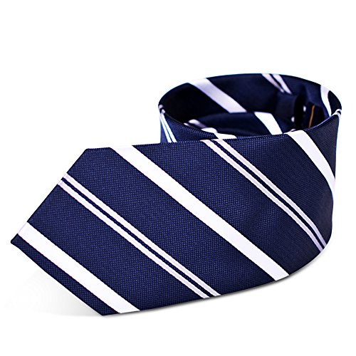 mens ties - navy blue men's tie with fine stripes New polyester silk fabric Classic striped jacquard stripes for men Soft fabrics, the best gift for men