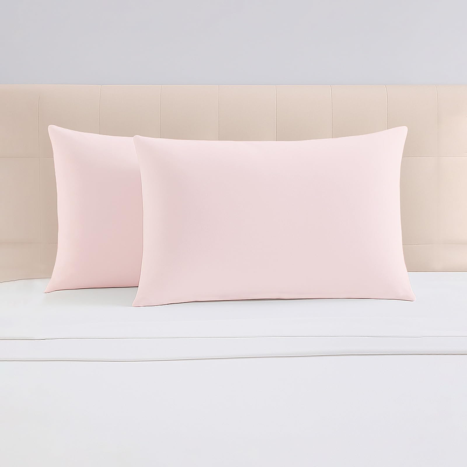 Pizuna Luxurios Cotton Housewife Pillowcases 2 Pack Light Pink 48x74cm, 1000 Thread Count Long Staple Combed Cotton Thick Pillow Cover, Soft Sateen Housewife Pillow Cases (Cooling Pillowcase)