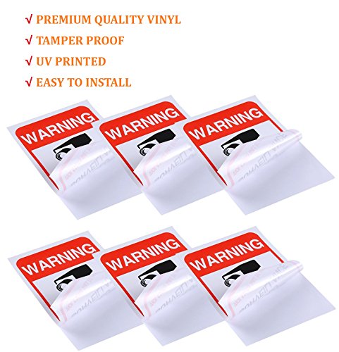 (6 Pack)24 Hour Video Surveillance Sign 4x6",CCTV Security Premium Self Adhesive Vinyl, Home Business Camera Alarm System Stickers, Indoor & Outdoor, UV Protected & Waterproof Use by Aboonlys
