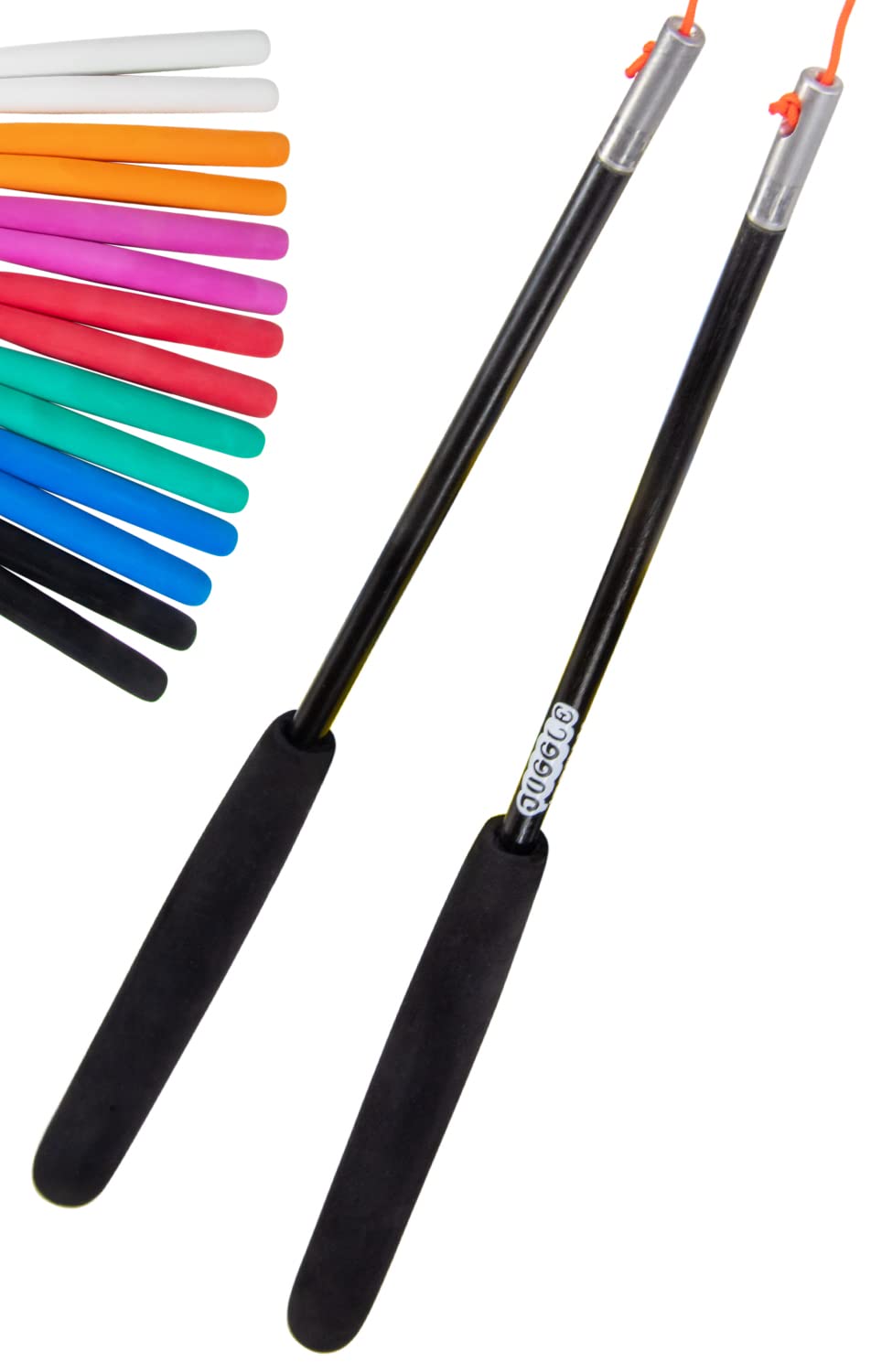 Juggle Dream SuperGlass Fibre Diabolo Handsticks with String - these Juggling Diablo Hand Sticks are Designed for Grinds and Stick Releases (Black)