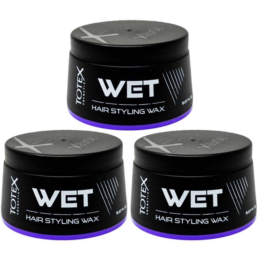 Totex Wet Look Hair Styling Wax 3x150ml | Strong Hold Hair Wax for Men & Women | High Shine Wet Finish | Professional Barber Quality Styling Paste | Sweet Melon Scent | Long Lasting Definition — image 1