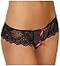 Rene Rofe Women's Crotchless Lace Thong W/Bows, Black, Medium/Large