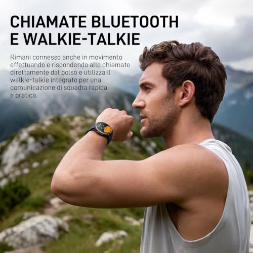 KOSPET ORB 2 Smartwatch uomo Rugged, GPS Dual-band, Impermeabile IP69&5ATM | Batteria da 500mAh, Torcia LED Integrata, 170+ Modalità Sportive, Monitor della Salute, Compatibile con Android & iPhone Nero