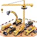 iPlay, iLearn Construction Site Vehicles Toy Set, Kids Engineering Playset, Tractor, Digger, Crane, Dump Trucks, Excavator, Cement, Steamroller for 3, 4, 5 Year Old Toddlers, Boys, Children (Yellow) primary