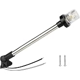 Besramtic Anchor Light Boat Bimini Light Stern Light Marine Navigation Lights USCG 3 NM All Round White LED Fold Down 10-24 Volt 16 Inches for Pontoon