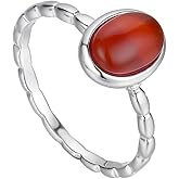 VNRIOW Red Carnelian Solitaire Ring for Women - 925 Sterling Silver Intricate Braided Band, Oval Red Gemstone, Timeless Design, Elegant Daily Wear/Birthday Jewelry Gifts
