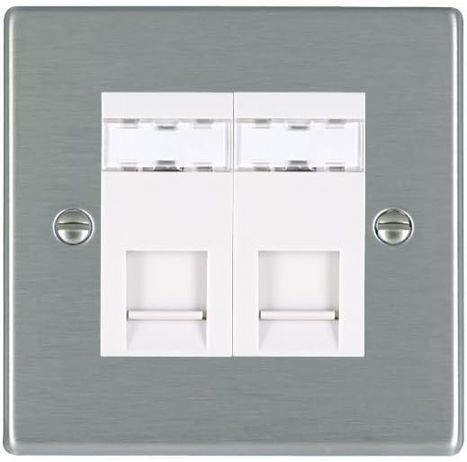 Hamilton Litestat Hartland Satin Stainless 2g RJ45 CAT5E Unshielded WH