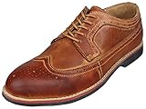 PhiFA Men's Distressed Genuine Leather Wingtips Oxfords Lace-ups