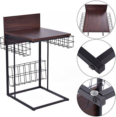 New Sofa Side Table Living Room Home Furniture Decor with Storage Basket