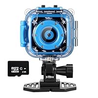 Ourlife Kids Waterproof Camera with Video Recorder Includes 8GB Memory Card (Blue)