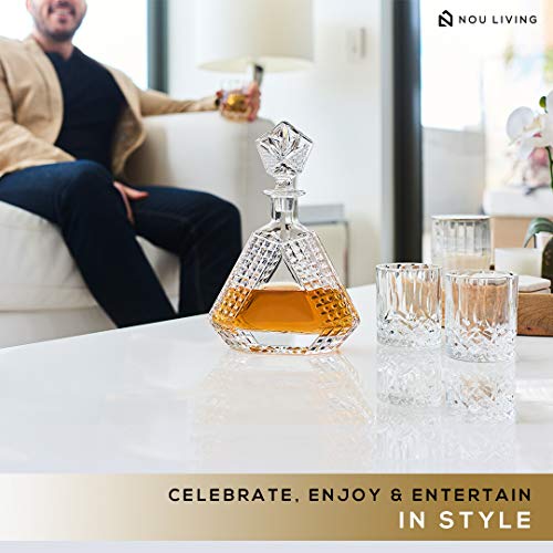 Nou Living Crystal Whiskey Decanter Set with 6 Glasses Premium