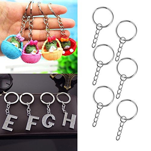 50 PCS Split Key Ring with Chain 25mm Open Jump Ring Durable Key Chain Parts and Connector, Silver