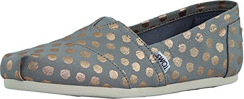 TOMS Women's Classics Flat Drizzle Grey/Rose Gold Foil Polka Dot Size 8.5 B(M) US