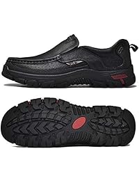 VENSHINE Mens Walking Shoes Leather Lightweight Breathable Casual Slip On Loafers