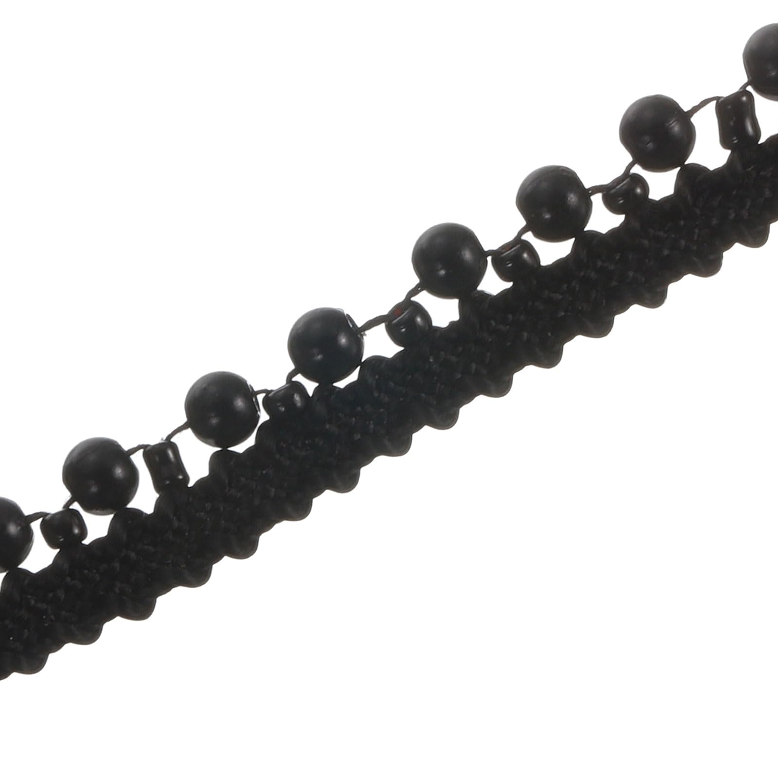 PATIKIL 5 Yard Faux Pearl Lace Ribbon, 0.35" Wide Pearl Fringe Applique Embroidered Pearl Bead Lace Trims for Wedding Party Home Decoration Sewing Craft, Black