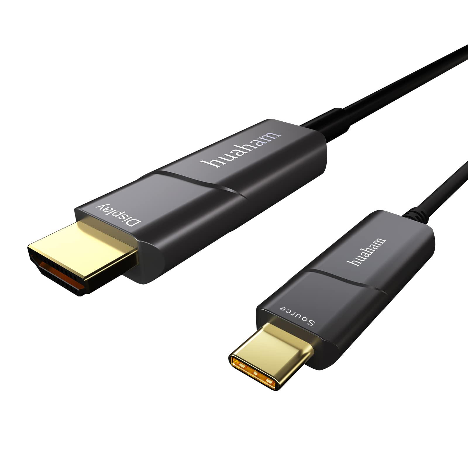 huaham Fiber Optic USB C to HDMI Cable 16.5ft, Type C to HDMI 2.0 Cable 4K@60Hz, Thunderbolt 3 Compatible with MacBook Pro/Air, Pad Pro/Air, Surface Go, Tablets, Laptops (5m/16.5ft)