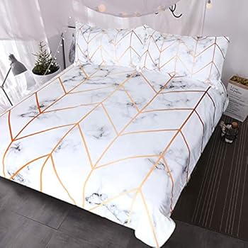 Amazon.com: karever White Marble Bedding Set Cotton 3 PCS