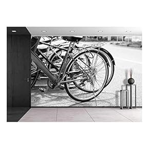 Vintage Bicycle on Urban Roadside. Black and White Effect - Removable Wall Mural | Self-Adhesive Large Wallpaper - 66x96 inches