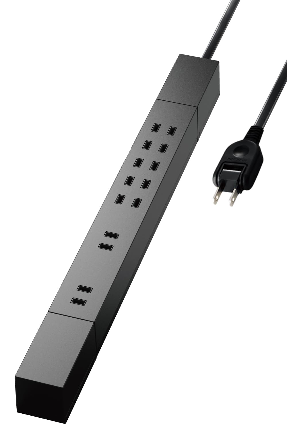 エレコム 電源タップ 雷ガード 7個口 回転式 ほこりシャッター 【 仮固定&吊下可能な回転パーツ付き 】 1m ブラック ECT-0510BK商品画像