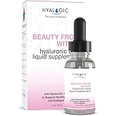 Hyalogic Beauty From Within Hyaluronic Acid Liquid Supplement - Liquid Hyaluronic Acid for Skin Hydration, Joint Support, and Collagen Boost - Vegan, Gluten-Free, Odorless & Tasteless (1 Fl Oz)