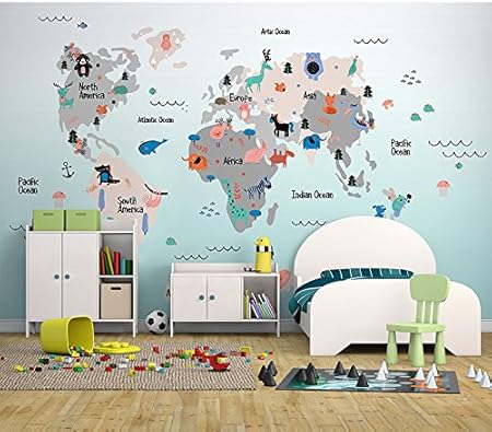 Papier Peint Mural Original De Mignonsanimaux Du Monde Carte