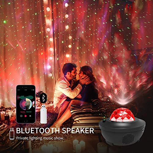LBell Night Light Projector, 2 in 1 Ocean Wave Projector Star Projector w/LED Nebula Cloud for Baby Kids Bedroom/Game Rooms/Home Theatre/Night Light Ambiance with Bluetooth Music Speaker