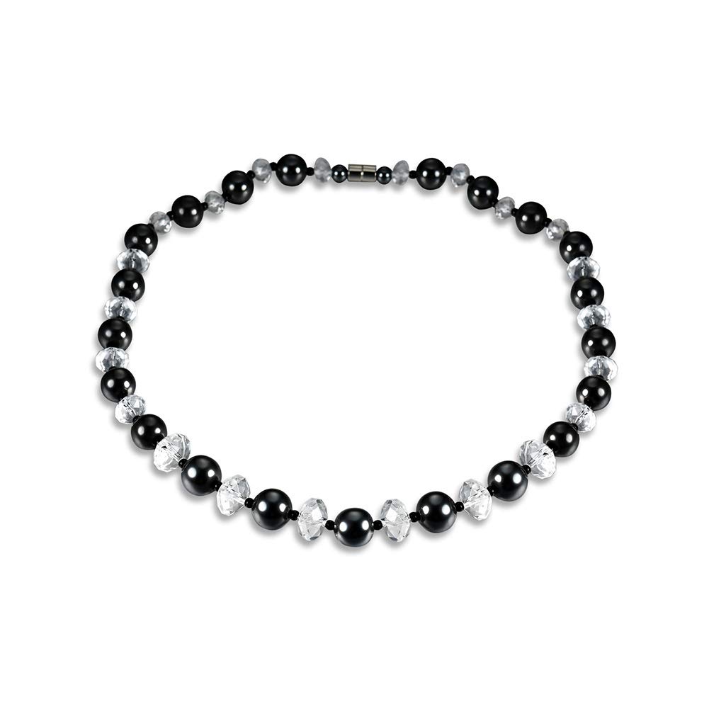 Magnetic Necklace for Men and Women – 1 Piece Magnetic Field Therapy Hematite Beads Necklace, Rhinestone, Jewellery Gift