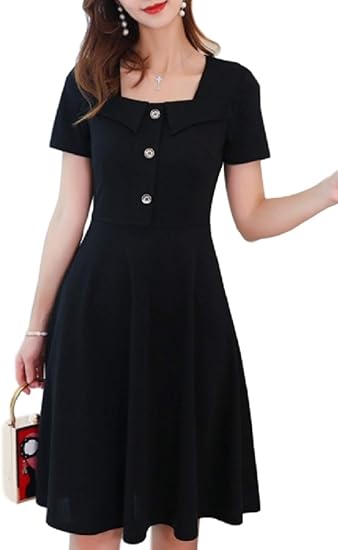 飼料 トンネル フィード フロント ボタン ワンピース 黒 Fukunaga Cl Jp