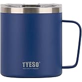 TYESO 14 oz Vacuum Insulated Mug Cup Stainless Steel Mug Coffee Mug with Lid Heat Insulation Cooling Direct Drip (Blue)