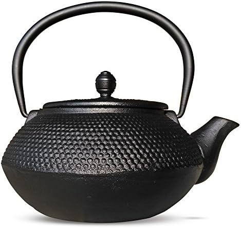 ROYAL KASITE Cast Iron Teapot with Stainless Steel Infuser Filter,26 oz,Little Pearl Design,Black…