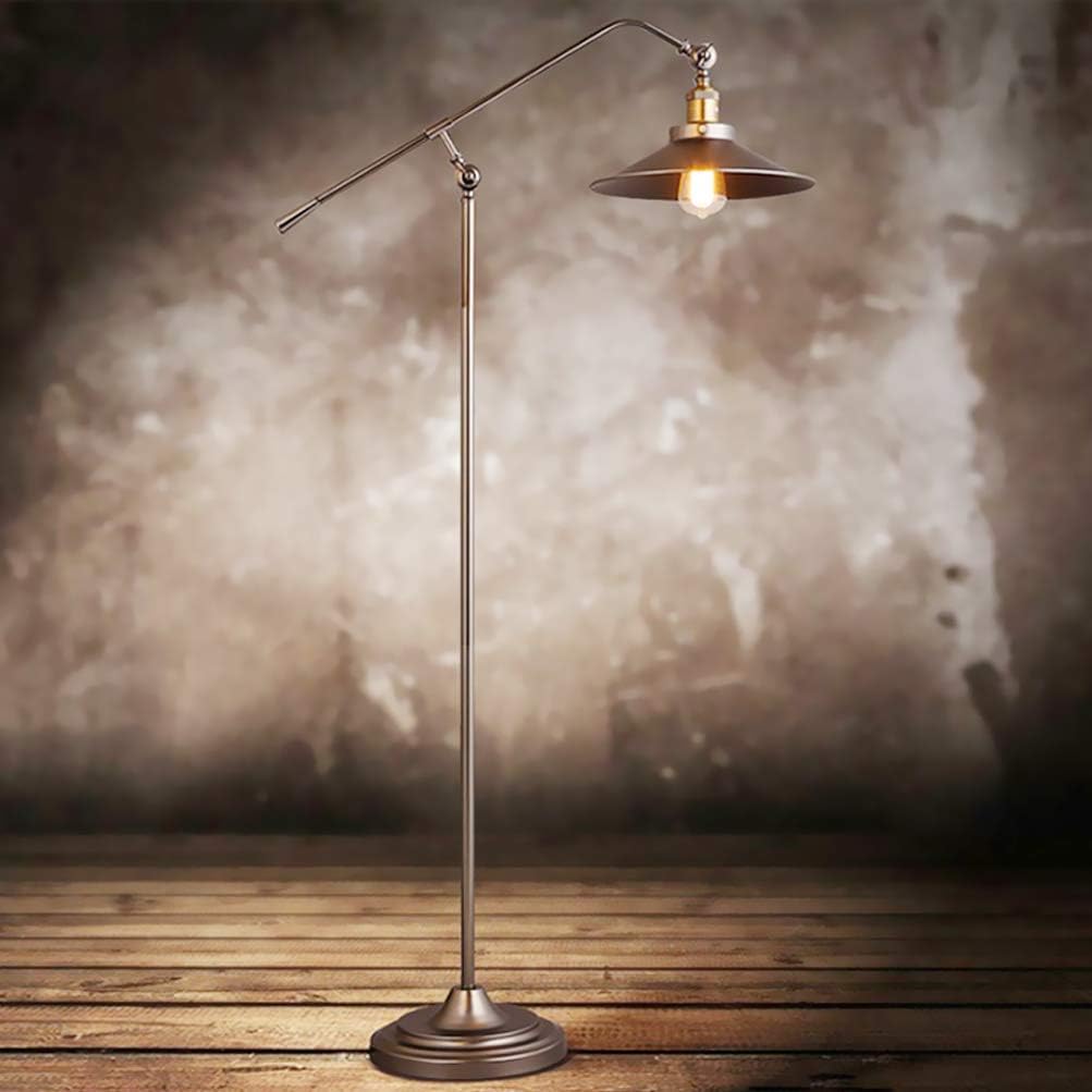 Achnc Led Floor Lamp Living Room Vintage E27 Floor Lamps Industrial Black With Adjustable Lampshade Retro Nostalgic Standing Lamp For Living Room Bedroom Office Amazon Co Uk Lighting