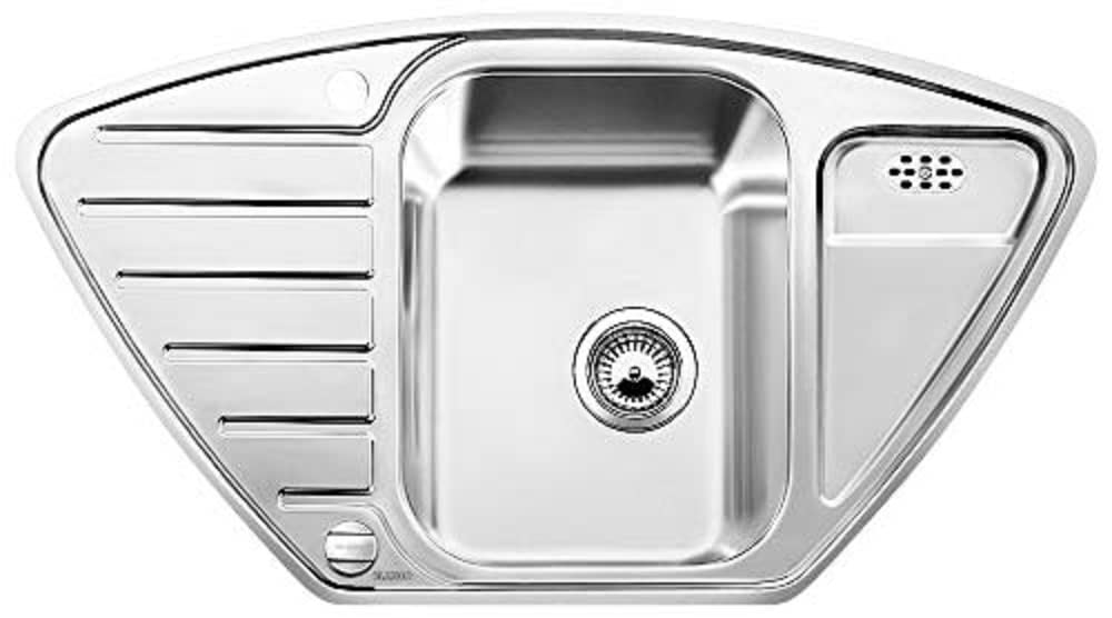 BLANCO Lantos 9 E-IF – Corner Sink for 90 cm Corner Units or 60 cm Base Units – with IF Flat Rim and Drain Remote Control – 516277