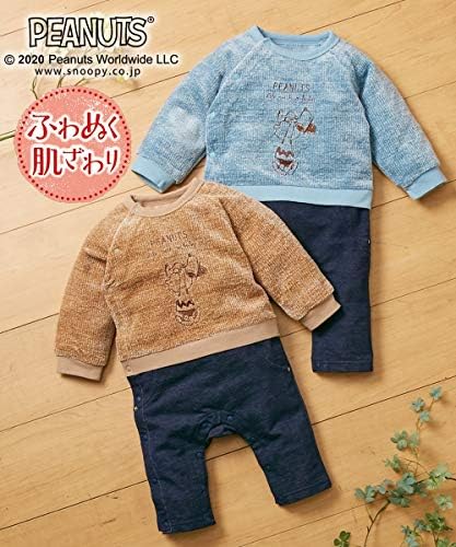 Amazon Co Jp Nissen ニッセン ロンパース カバーオール 長袖 ベビー カバーオール ツーウエイオール スヌーピー あったかニットソー切替えカバーオール 男の子 女の子 子供服 ベビー服 ベージュ系 80 服 ファッション小物