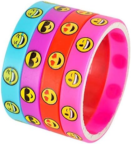 8-Pack of Emoji Silicone Wristband Bracelets by Afterthoughtri