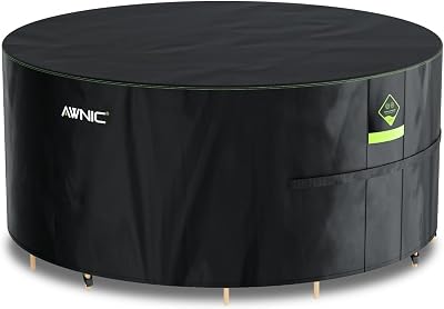 AWNIC Garden Furniture Cover 420D Waterproof Round Ø250x71cm