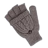 Flammi Women's Girls' Knit Convertible Gloves Fingerless Gloves Mittens (Pair)
